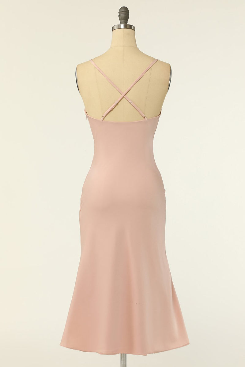 Cargar imagen en el visor de la galería, Sheath Spaghetti Straps Blush Bridesmaid Dress