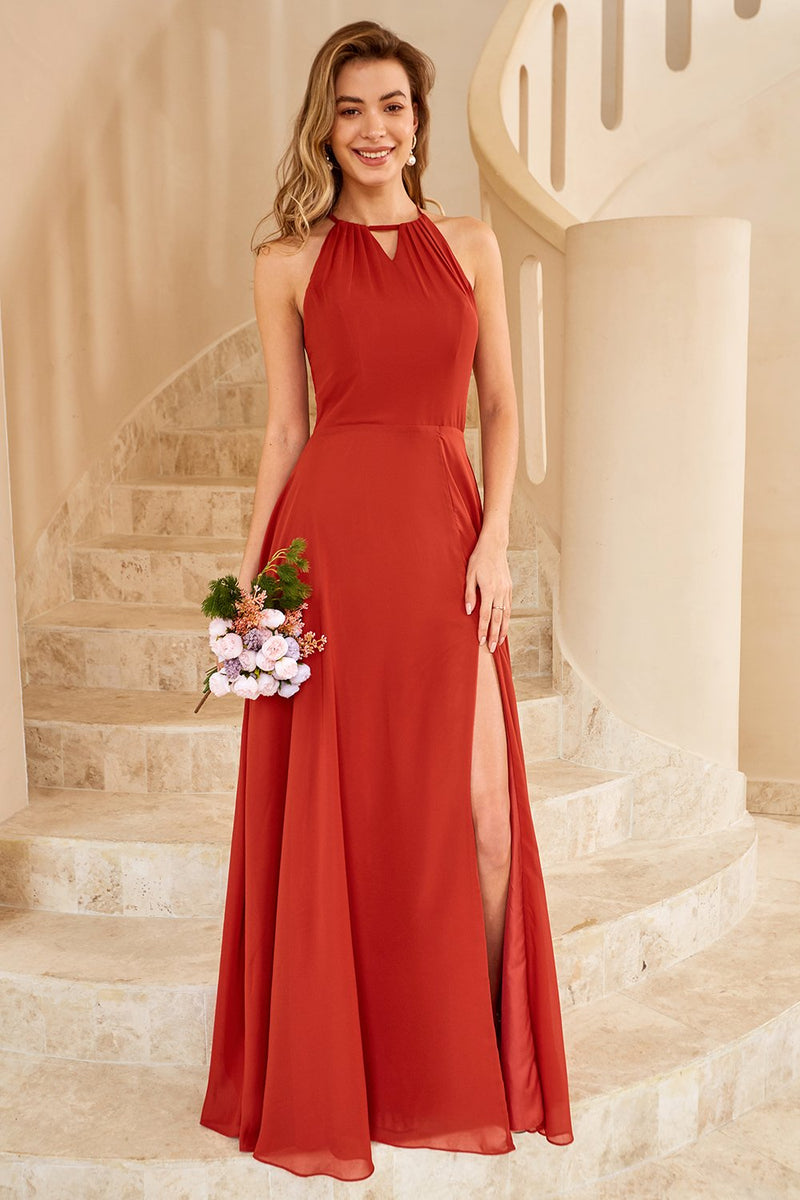 Cargar imagen en el visor de la galería, Vestido de dama de honor Rust Brown Open Back