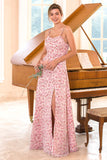 Vestido de dama de honor con estampado floral rosa