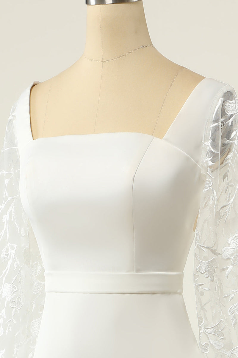 Cargar imagen en el visor de la galería, Vestido de novia de manga larga sirena blanca