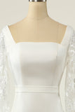 Vestido de novia de manga larga sirena blanca