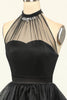 Cargar imagen en el visor de la galería, Halter Black Tulle Vestido corto de fiesta