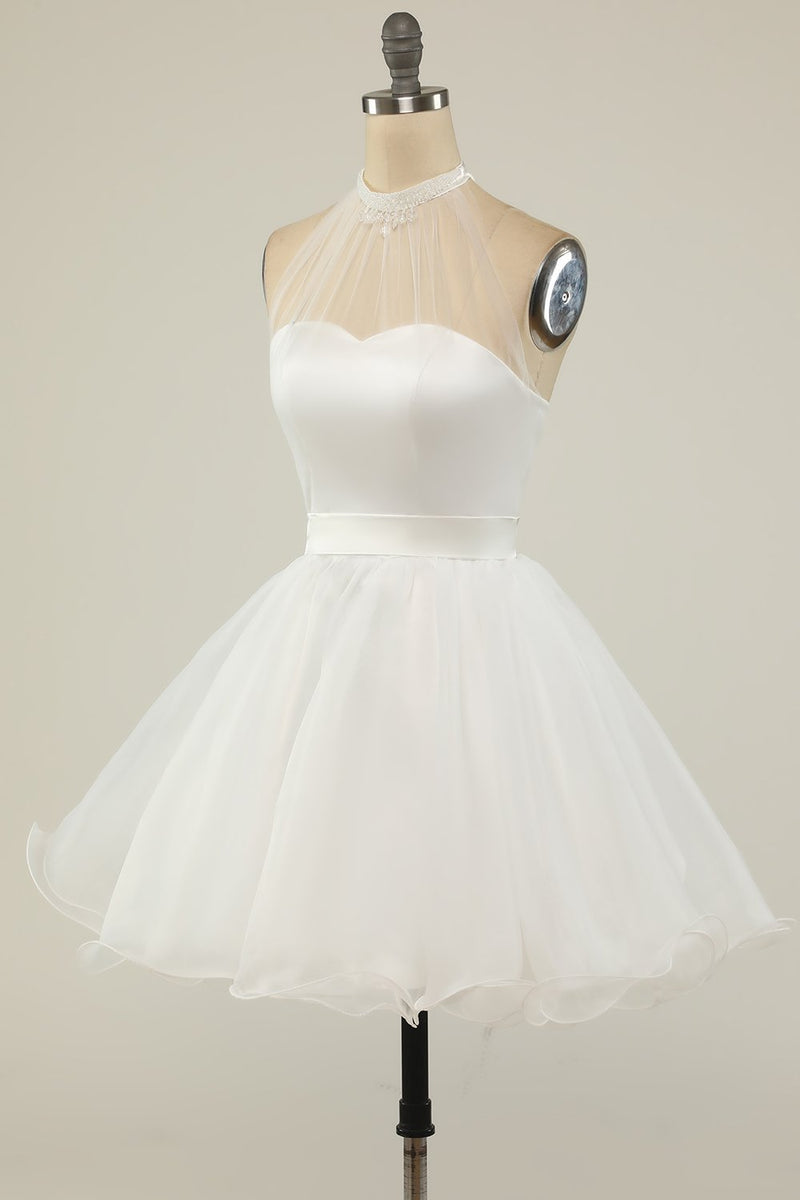 Cargar imagen en el visor de la galería, Halter Black Tulle Vestido corto de fiesta