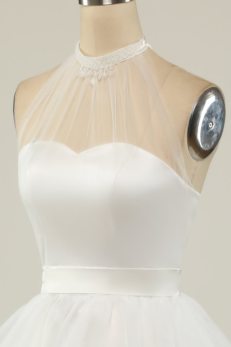 Cargar imagen en el visor de la galería, Halter Black Tulle Vestido corto de fiesta