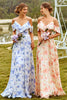 Cargar imagen en el visor de la galería, Estampado Blush Vestido de Dama de Honor con Volantes