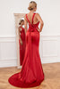 Cargar imagen en el visor de la galería, Sirena Cuello en V Rojo Largo Vestido de Dama de Honor