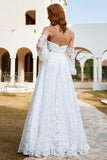 Vestido de novia blanco de organza off shoulder