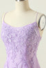 Cargar imagen en el visor de la galería, Vestido de cóctel púrpura sin espalda ajustado con apliques