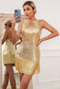Cargar imagen en el visor de la galería, Lentejuelas Flecos Vestido de cóctel dorado