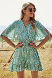 Vestido de verano con estampado floral verde