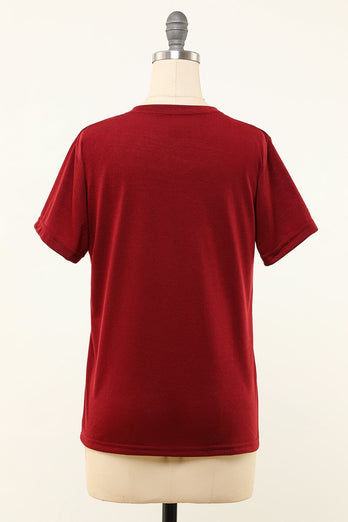 Camiseta con estampado lazy rojo oscuro