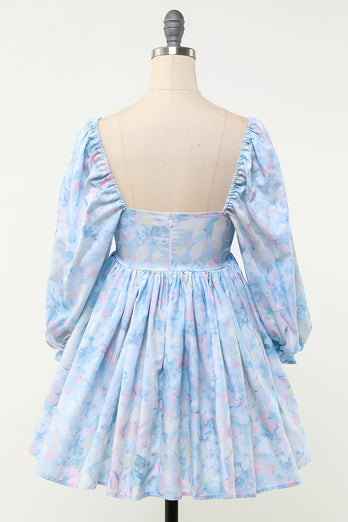 Vestido de babydoll floral azul