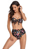 Cargar imagen en el visor de la galería, Bikini de cintura alta con nudos de corbata estampado
