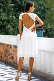 Vestido de fiesta de espalda abierta de encaje blanco