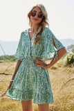 Vestido de verano con estampado floral verde