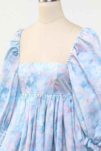 Vestido de babydoll floral azul