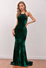 Cargar imagen en el visor de la galería, Vestido largo de noche de terciopelo sirena verde oscuro