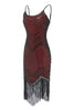 Cargar imagen en el visor de la galería, Negro Rojo Espagueti Straps 1920s Vestido