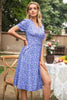 Cargar imagen en el visor de la galería, Vestido de verano estampado de cuello V púrpura