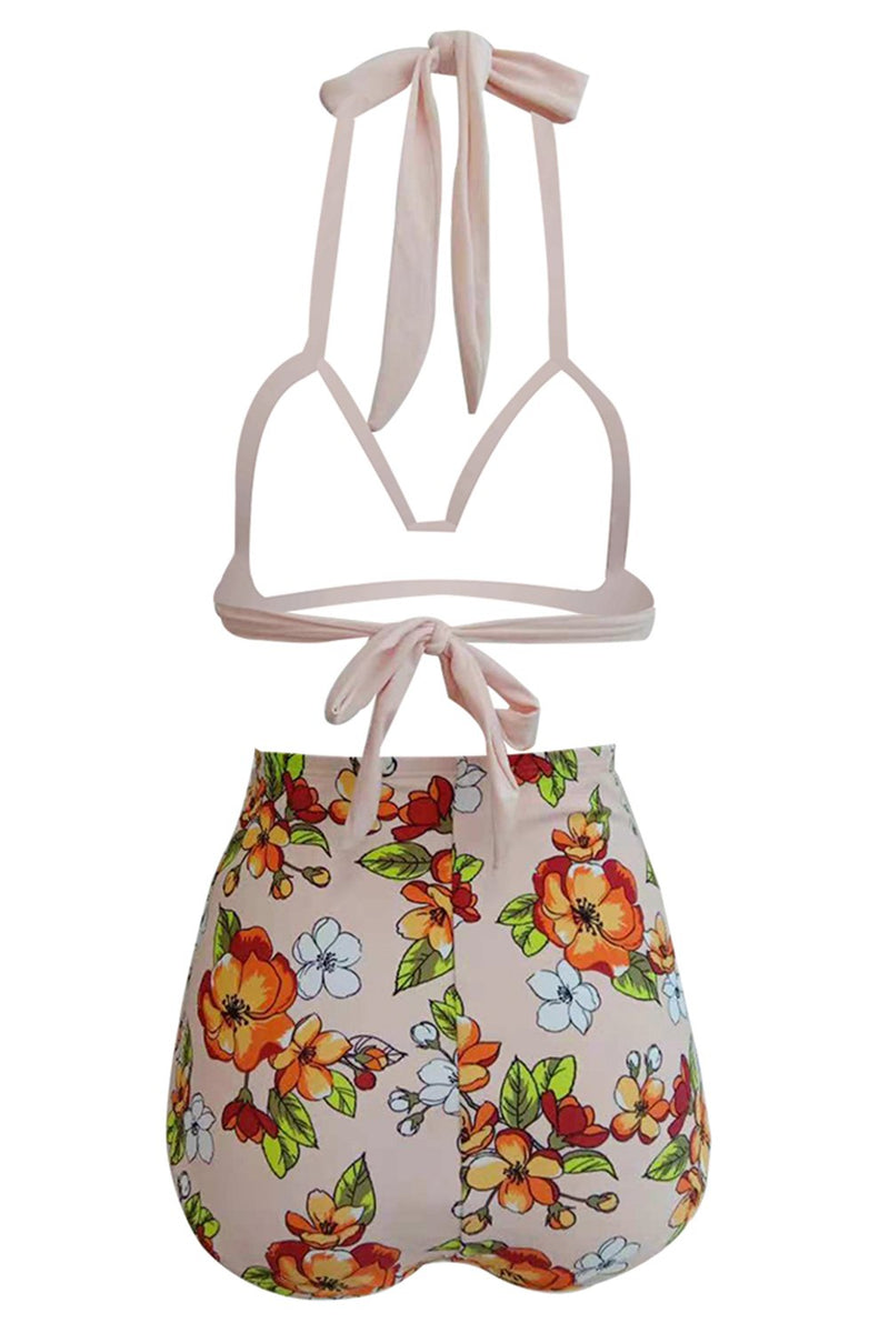 Cargar imagen en el visor de la galería, Estampado Halter bikini de cintura alta traje de baño