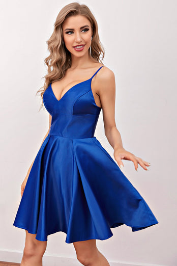 Vestido de fiesta de baile corto azul real