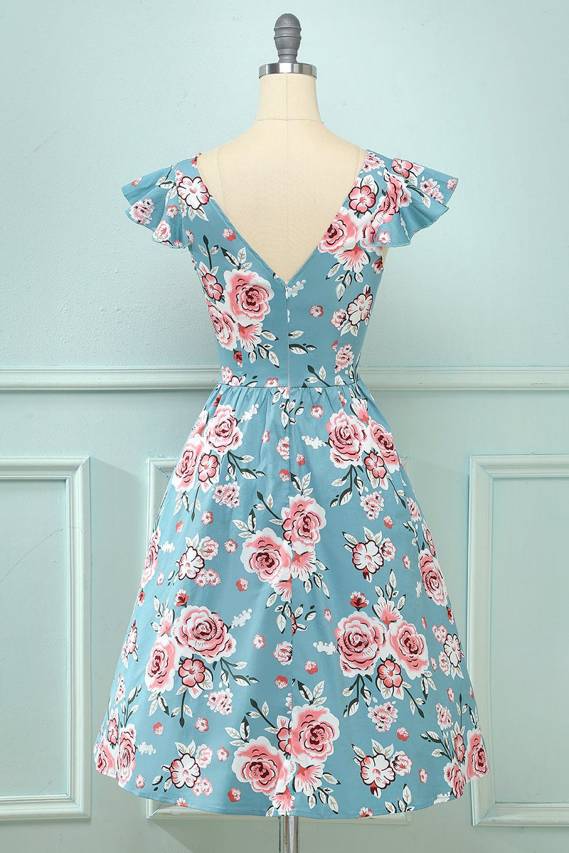 Cargar imagen en el visor de la galería, Vestido vintage floral rosa rosa