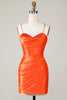 Cargar imagen en el visor de la galería, Corsé de cuentas naranja brillante Vestido corto ajustado de bienvenida