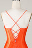 Cargar imagen en el visor de la galería, Corsé de cuentas naranja brillante Vestido corto ajustado de bienvenida