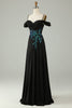 Cargar imagen en el visor de la galería, Cold Shoulder Black Selents Corset Long Prom Dress