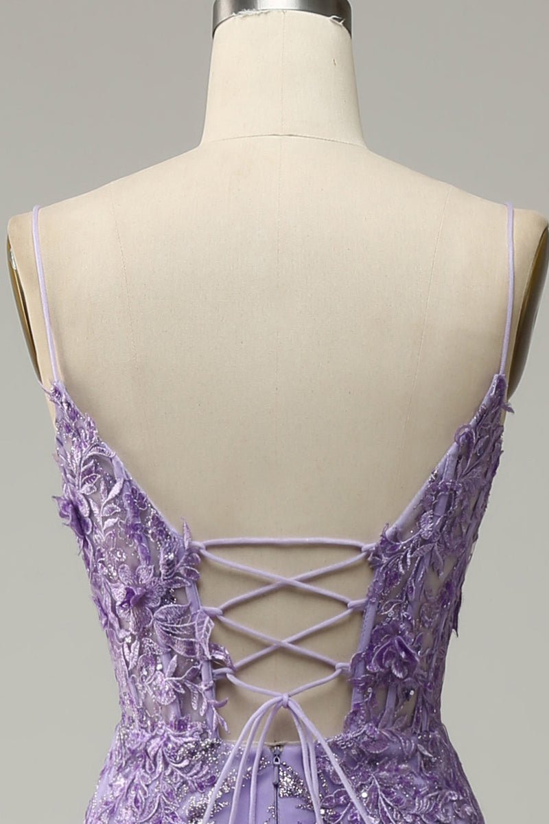 Cargar imagen en el visor de la galería, Sirena Tirantes de Espagueti Púrpura Vestido de Fiesta