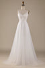 Cargar imagen en el visor de la galería, Ivory V-Neck Tulle Sweep Train Vestido de novia con encaje