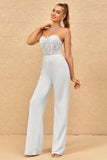 Sweetheart Ivory Wedding Jumpsuits con encaje