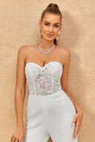 Sweetheart Ivory Wedding Jumpsuits con encaje