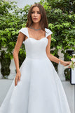 Simple Ivory Satin A-Line Vestido de novia