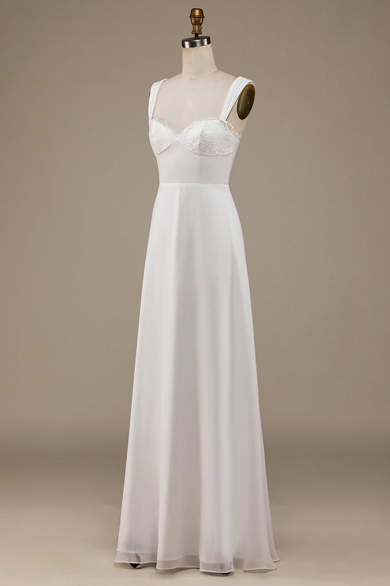 Cargar imagen en el visor de la galería, Ivory Scoop Cuello Boho Vestido de novia con encaje